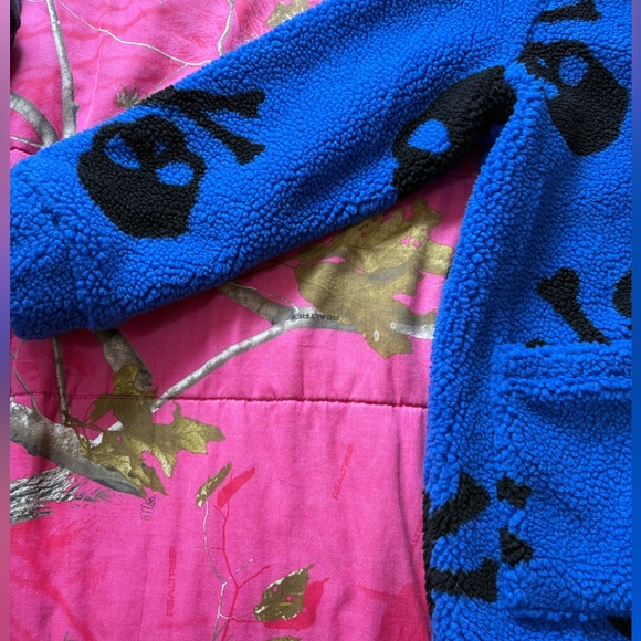 Current Mood Skull On My Sleeve Sherpa Zip Up Hoodie/Jacket by Dolls Kill - Picture 5 of 12